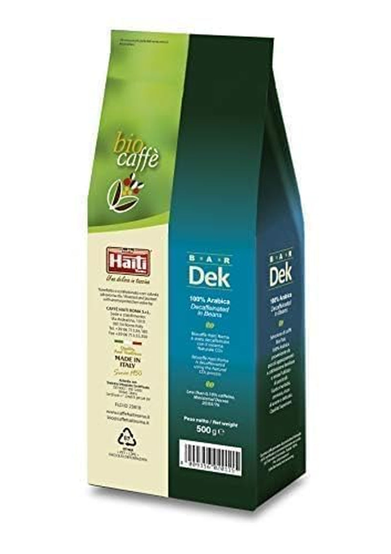 Caffè Haiti Roma café en grains décaféiné biologique, 100% Arabica, certifié Fairtrade, qualité biologique, paquet de 2 x 500g