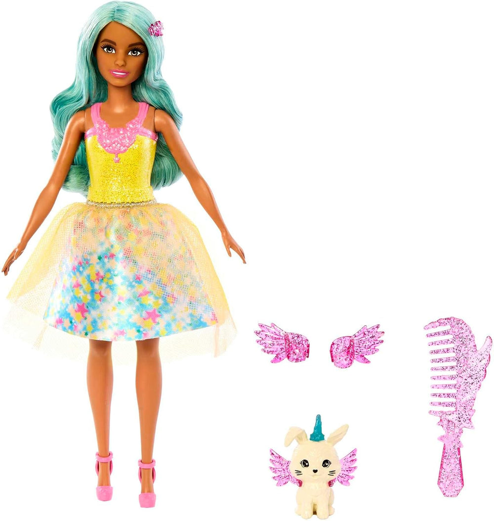 Barbie Hidden Magic - Poupée Teresa avec tenue de fée, cheveux ondulés et peigne pour une coiffure amusante, à partir de 3 ans, HLC36