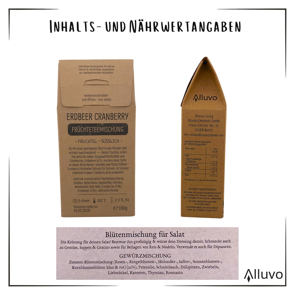 Genuss Set Mit Tee, Rosinen Mit Aroma Schokolade & Gewürzsalz - Geburtstagsgeschenk Für Frauen & Männer, Hochwertiges Geschenkset Mit Karte, Muttertag Geschenkbox Als Besondere Geschenkidee