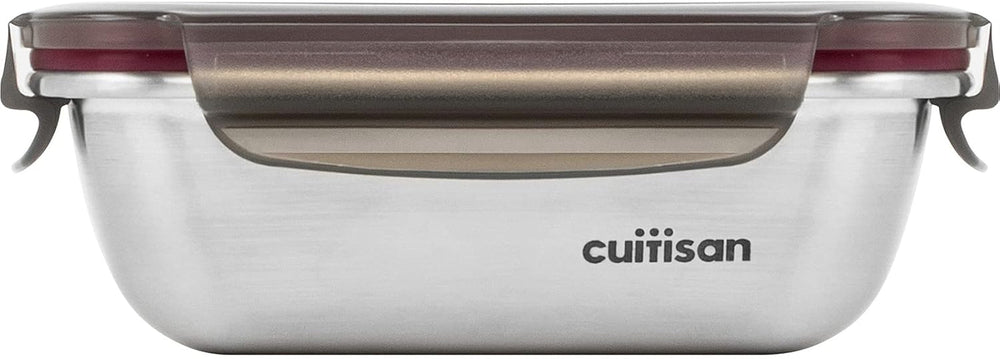 CANDL Cuitisan (Flora) Pot de conservation des aliments en acier inoxydable avec couvercle à clip, rectangulaire, adapté au micro-ondes + four, pot de conservation, EC7-SS10 2800 ml Naty Shop Boîtes de conservation des aliments 14,8 cm x 10,8 cm x 5,3 cm / 300 ml