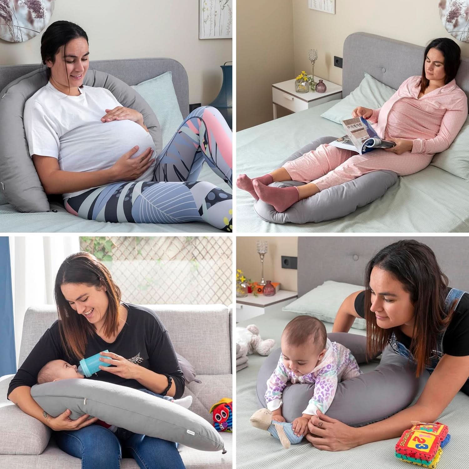 Innovagoods - Coussin d'allaitement multifonctionnel, Design ergonomique pour la détente de la mère et de l'enfant, Ajustable pour différentes positions, Lavable, Coloré, Accessoires en polycoton Alimentation et Allaitement Baby Naty Shop