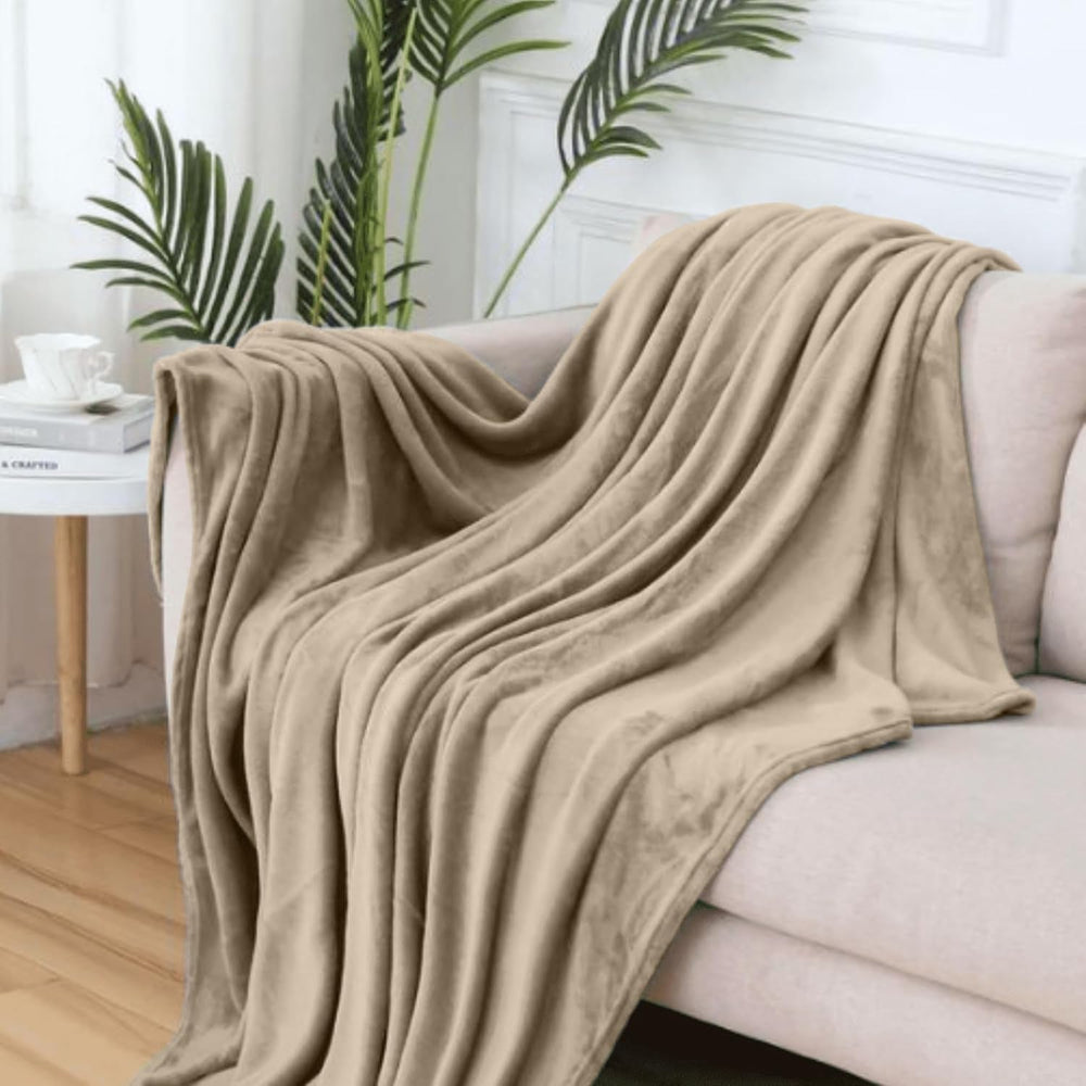 Couverture moelleuse Komfortec, couverture confortable, couverture polaire, certifiée Oeko-Tex, super douce, 150X200 Cm, 260 G/M², beige Lits et couvertures Besuche den Komfortec-Store