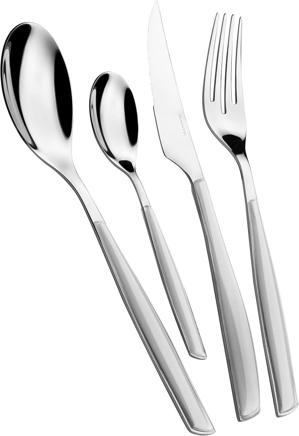 BUGATTI Glamour, Ménagère pour 6 personnes, 24 pièces en acier inoxydable 18/10 Naty Shop Gris Cendre