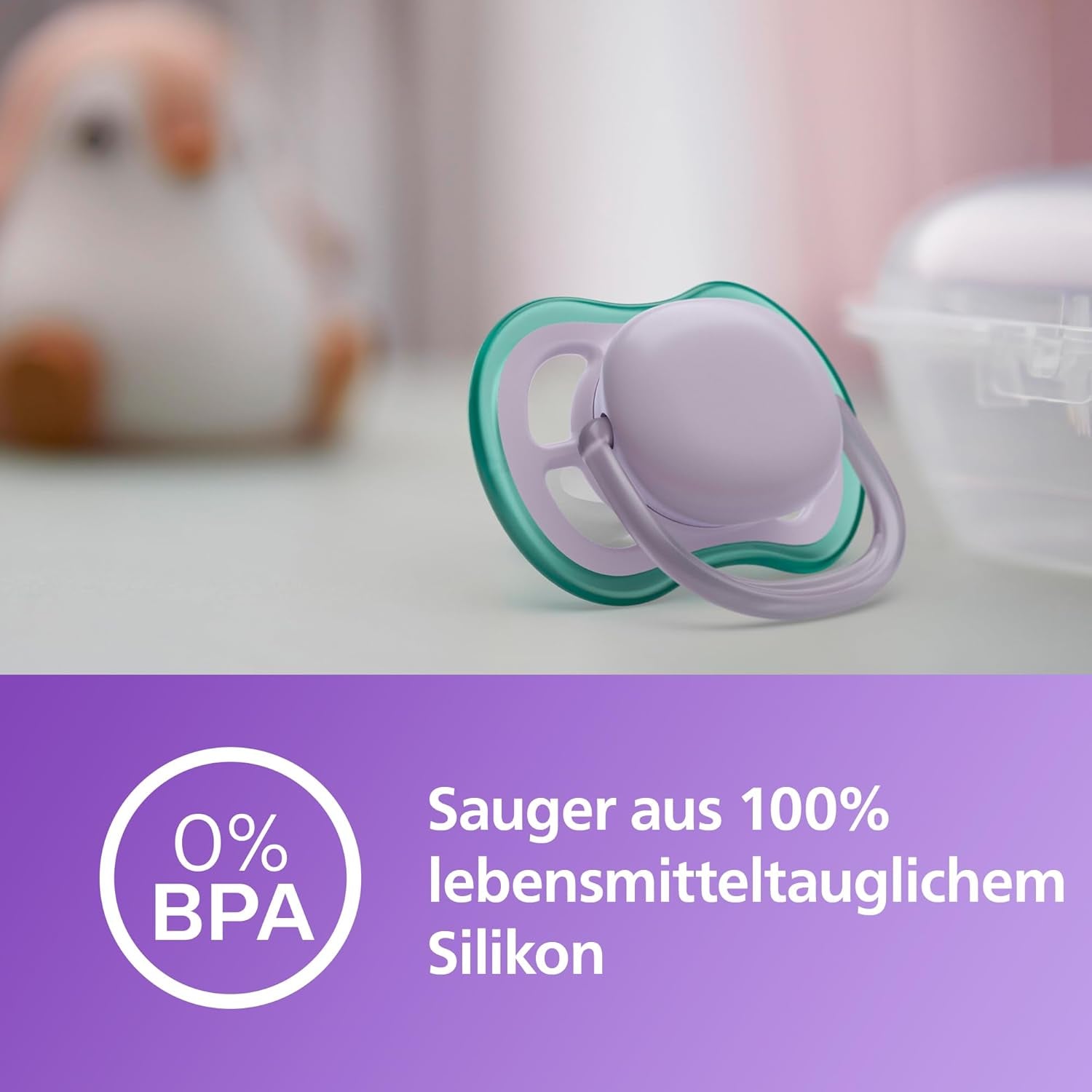 Sucettes Philips AVENT ultra air - Sucettes légères et respirantes pour bébés âgés de 0 à 6 mois, sans BPA, avec étui de transport comme stérilisateur, paquet de 2, modèle SCF085/24