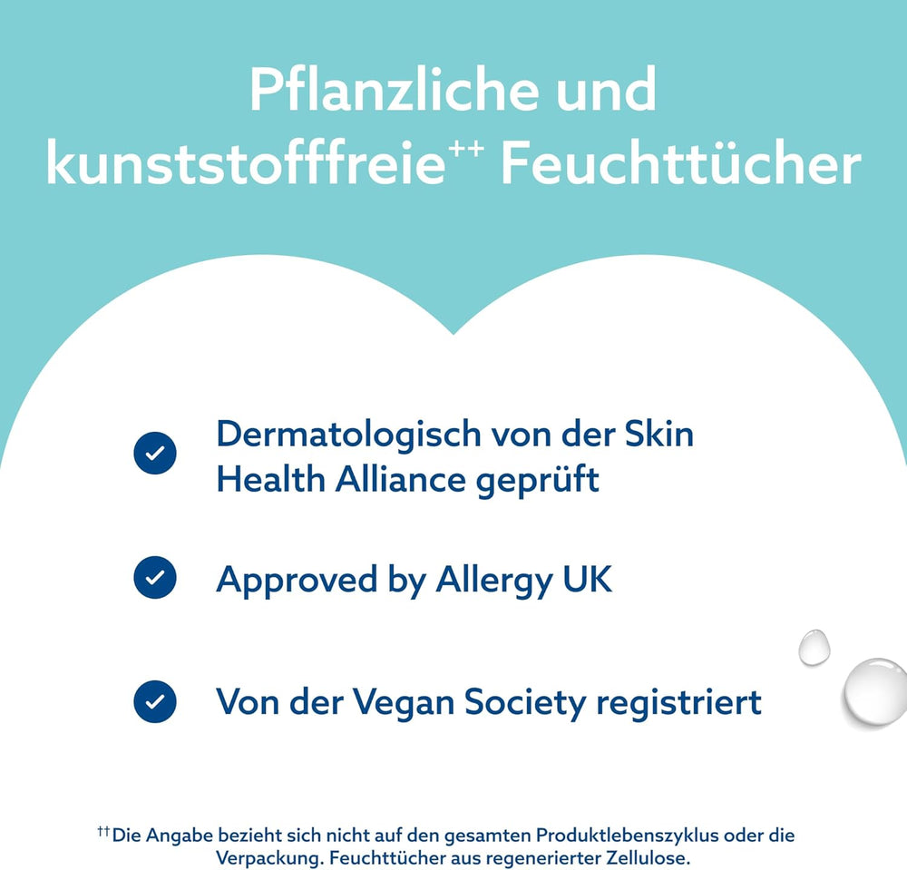 Lingettes humides WaterWipes Sensitive+ On The Go, 100 lingettes (paquet de 10), 3 en 1 nettoie, soigne, protège, 99,9 % d'eau, lingettes sans parfum