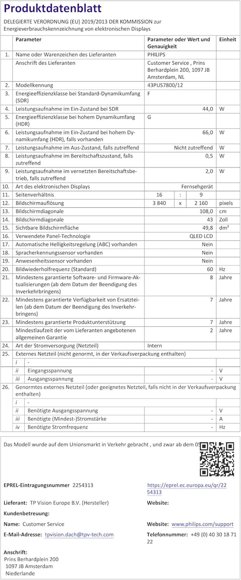 Televizor inteligent LED Philips 43PUS7800 4K - ecran de 43 de inci cu Pixel Precise Ultra HD, platformă Titan OS și sunet Dolby Atmos - Funcționează cu Alexa și Google Assistant