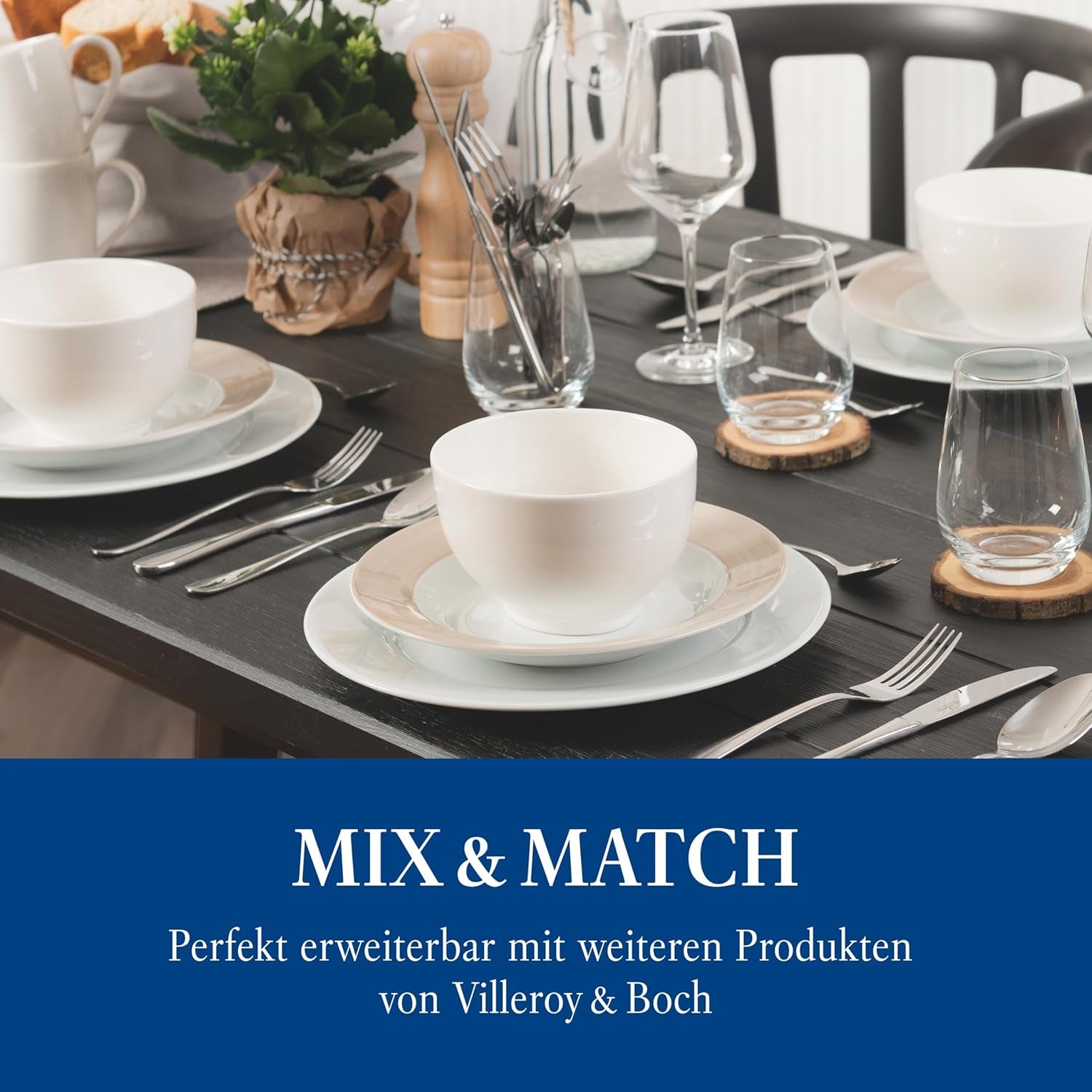 Vivo by Villeroy & Boch Basic White Tafelservice 12 Teilig Weiß, Teller Set, Weißes Geschirr, Geschirrset 6 Personen, Essservice, Speiseteller, Suppenteller, Spülmaschinenfest, Premium Porzellan Seturi vesela masa Naty Shop