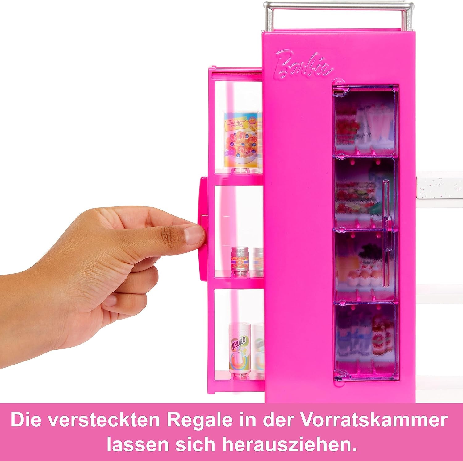 Barbie Doll Pantry Playset avec plus de 25 pièces de cuisine et accessoires – Parfait pour les petits gourmets et cadeau pour les enfants de 3 ans et plus, HJV38