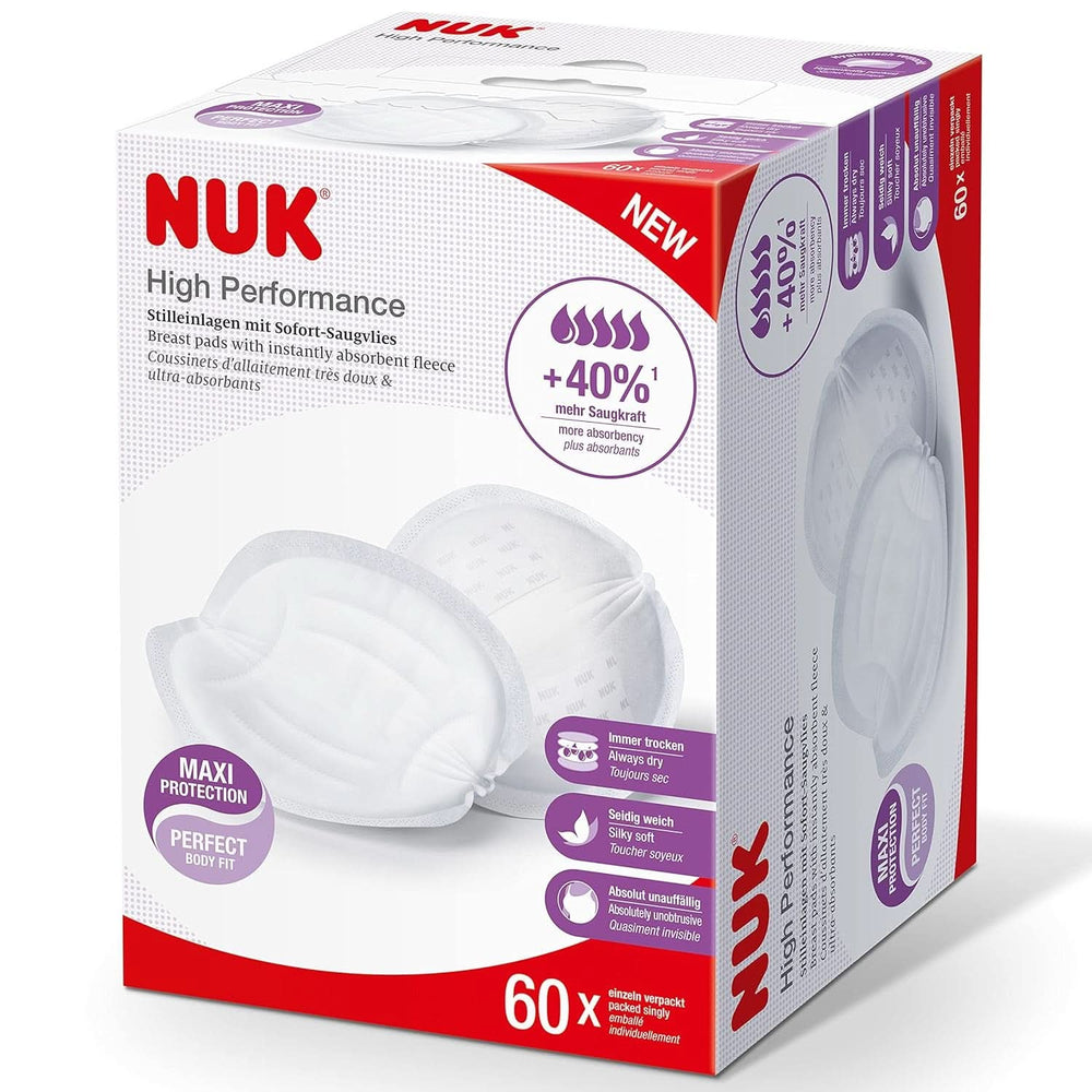 NUK High-Performance Einweg-Stilleinlagen Mit Sofort-Saugvlies | Einlagen Zum Stillen | Emballage individuel | +40 % de puissance d'aspiration en plus | 60 Stück Aliments pour bébés et accessoires d'allaitement Naty Shop
