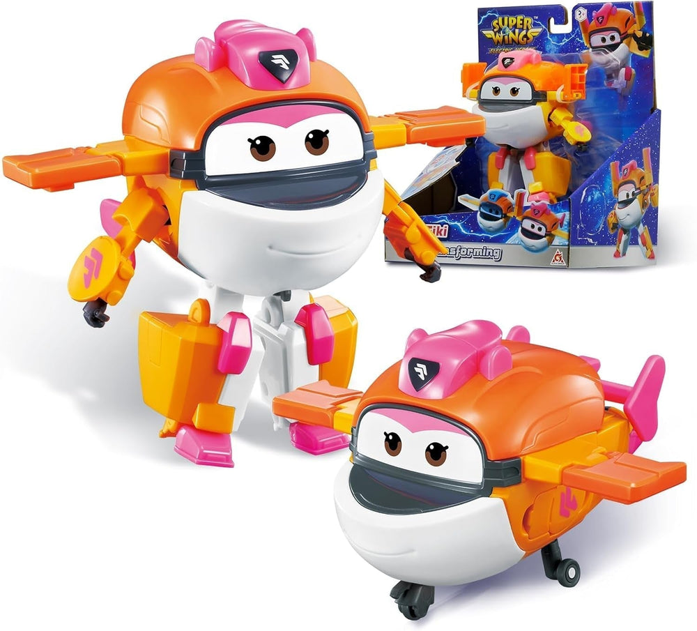 Avion de transformation Super Wings, voyageur suralimenté, env. Figurine de jeu pour grands enfants de 12,7 cm, jouet avion et robot pour garçons et filles, 3 figurines d'action argentées Naty Shop Tiki