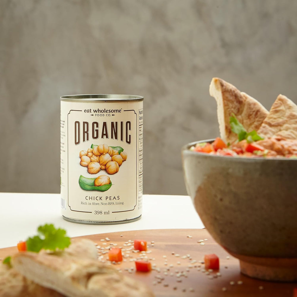 Mangez des pois chiches biologiques sains, 400 g (paquet de 12) – cuits dans l'eau, sans sel ajouté, 100 % naturels, source de protéines, végétaliens, doublure sans BPA et emballage neutre en CO2