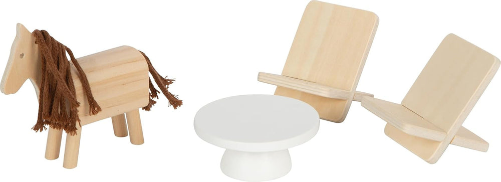 Maison de poupée en bois de couleur naturelle Small Foot - 3 étages avec toit-terrasse et ensemble de meubles de 51 pièces encourage le jeu créatif, convient aux enfants de 3 ans et plus 12541 Naty Shop Maisons de poupées