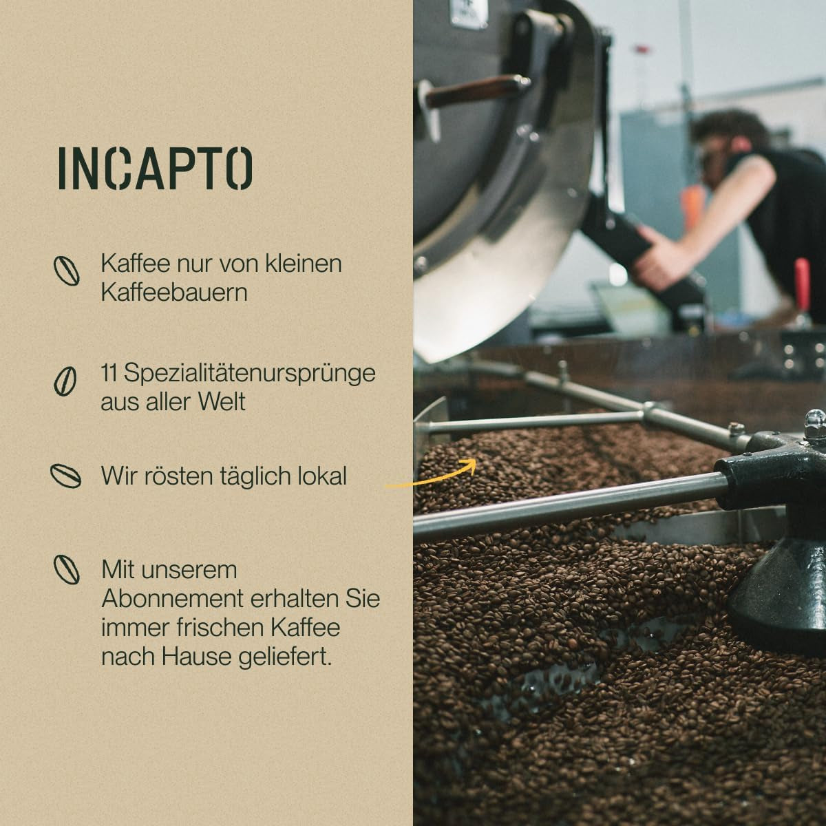 Incapto Spezialitäten-Kaffeebohnen | Colombien d’origine unique | Expresso 100% Arabica | Café de spécialité 84 Points SCA | Geröstete Bohnenkaffee traditionnelle | Plantage Huila, Cadefihuila, 1kg