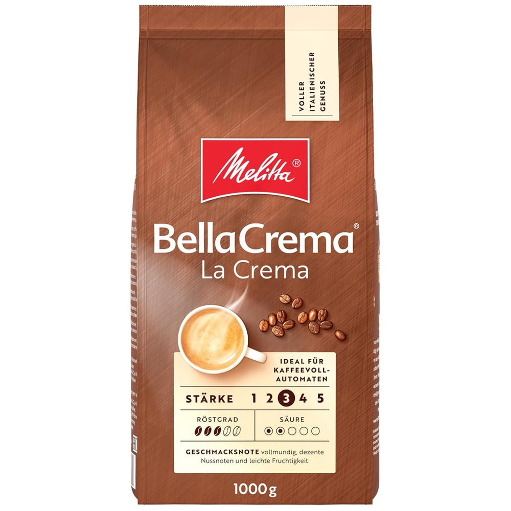 3 grains de café Melitta BellaCrema La Crema, torréfaction moyenne, 1 kg chacun