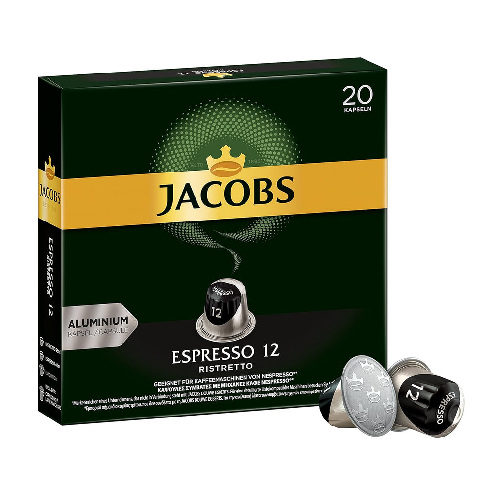 Capsules de café Espresso Ristretto, intensité 12 sur 12, 10 x 20 tasses & Capsules de café Lungo Decaffeinato - intensité 6- 200 capsules compatibles Nespresso, 10er Pack, 10 x 20 tasses