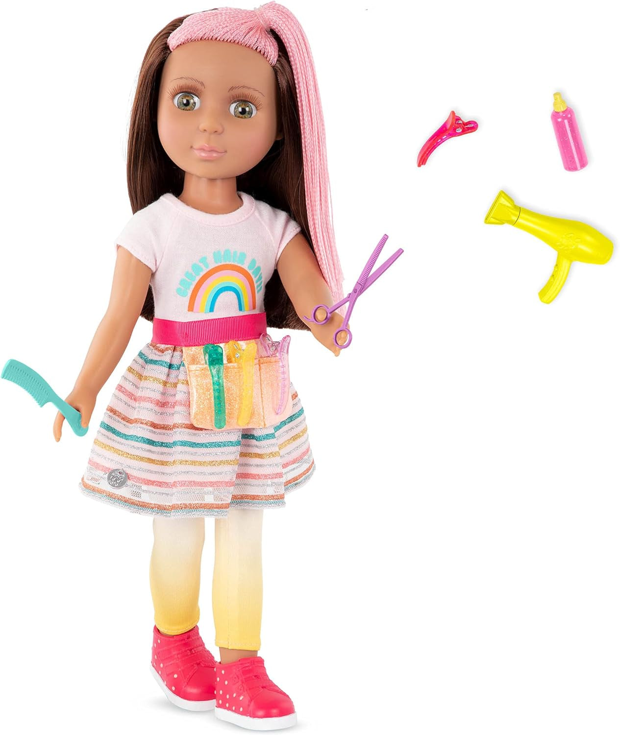 Glitter Girls - Cicely - 36 cm Geburtstagspuppe - Regenbogen Herz Kleid, Geburtstag Hut, Kuchen, Ballon - Poseable Arme & Beine - Rote Haare und grüne Augen - 3 Jahre +