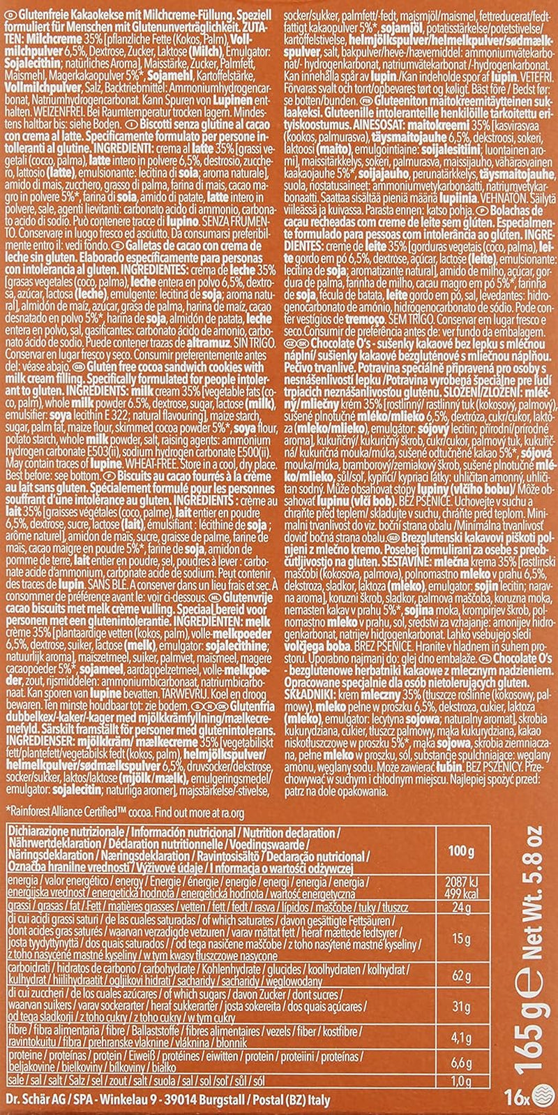 Biscuits au cacao Chocolate O'S, 165 g