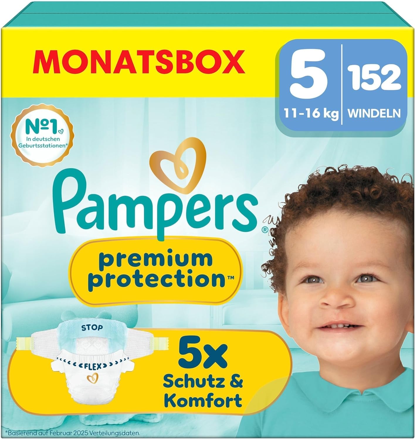 Pampers Premium Protection Taille 6, 144 couches, 13 kg-18 kg, notre protection n°1 contre la peau et les fuites