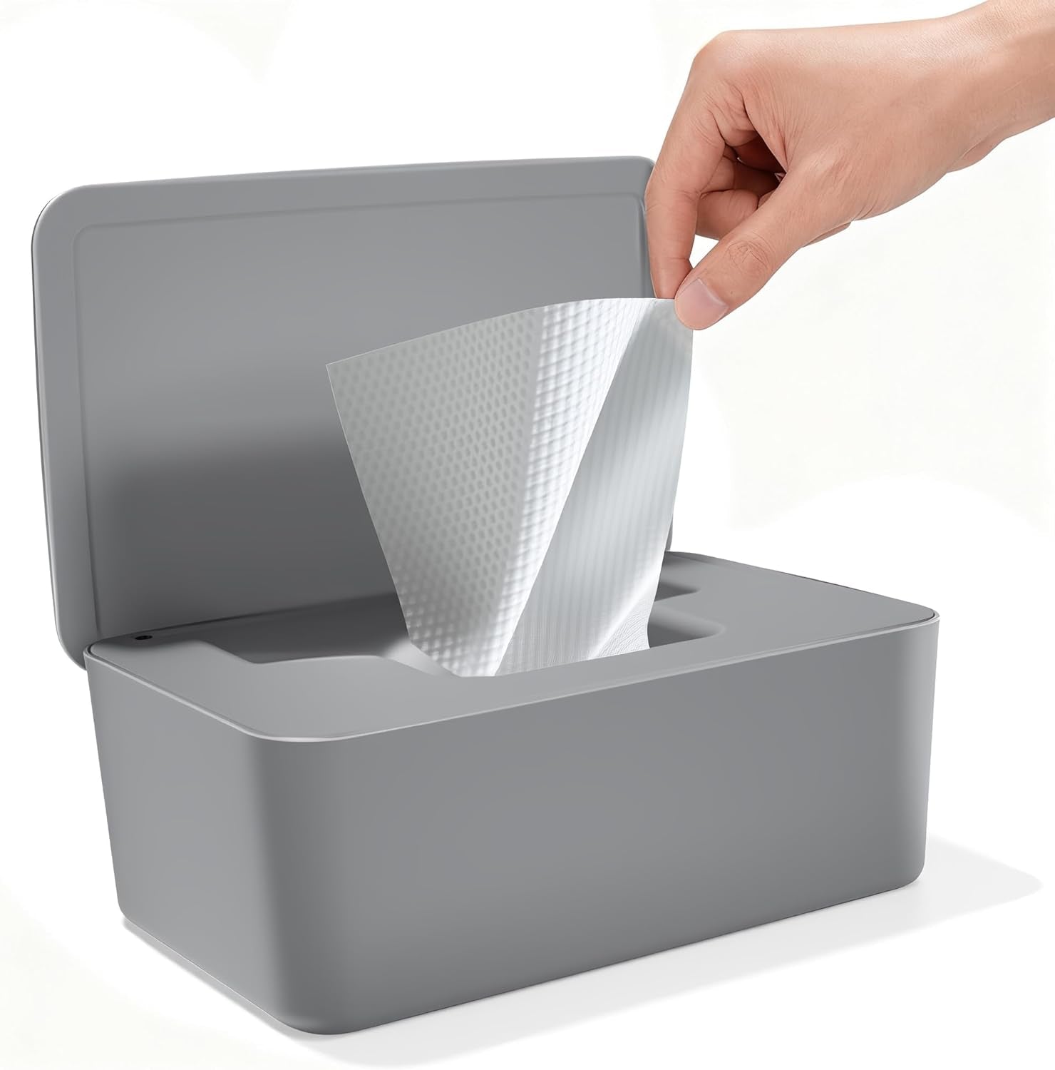 Boîte de lingettes humides avec couvercle, boîte de lingettes humides, distributeur de lingettes humides pour bébé, boîte de rangement étanche et scellée, distributeur de lingettes humides pour salle de bain, cuisine, blanc