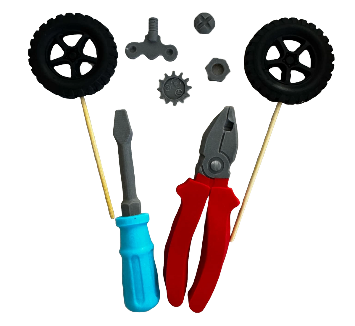 Set 8 decoratiuni comestibile din pasta de zahar, Mecanic Decoratiuni din Pasta de Zahar Naty Shop