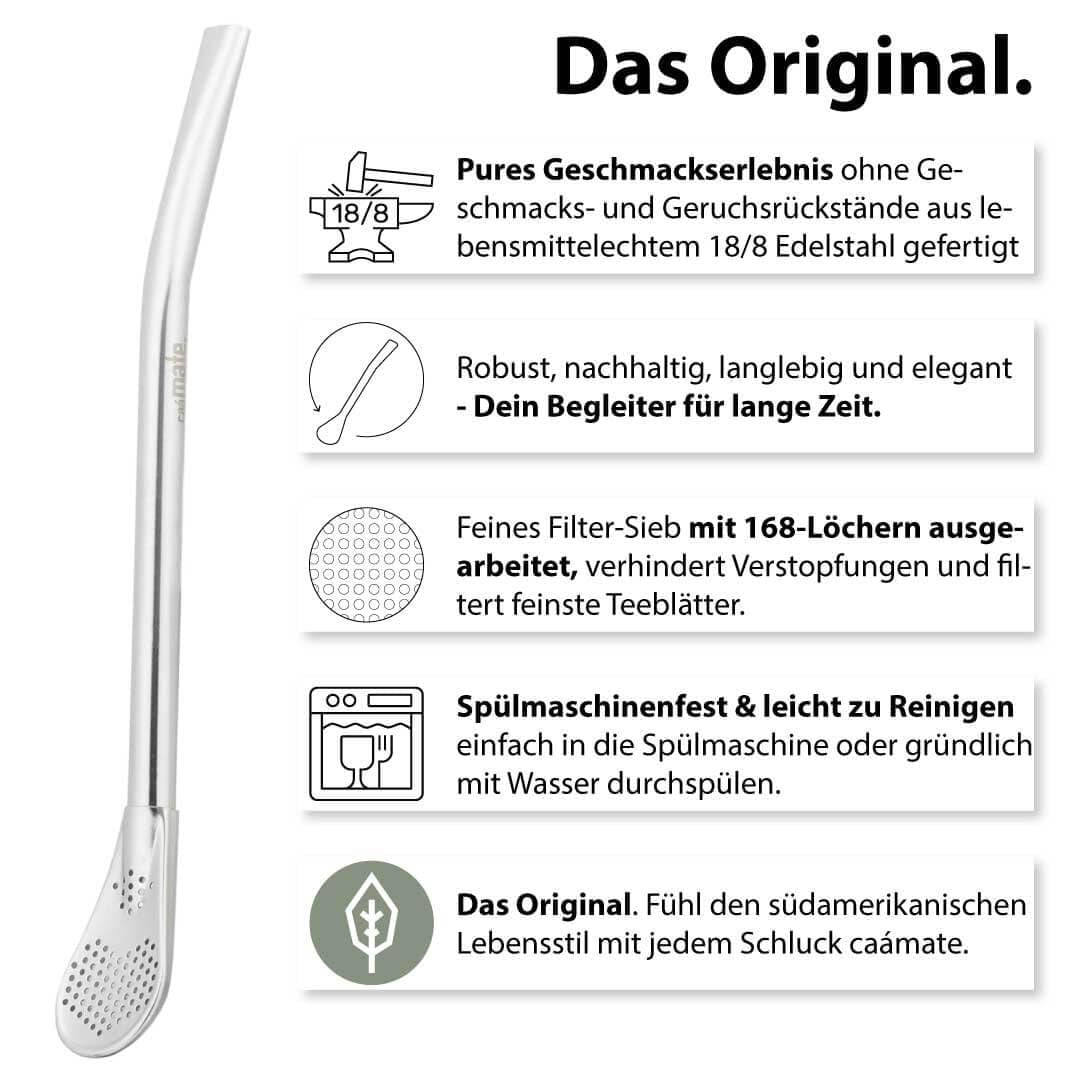 Service à thé maté pour deux, bio ● 2 tasses à maté + 2 bombillas + 300 g de thé maté + notice de préparation