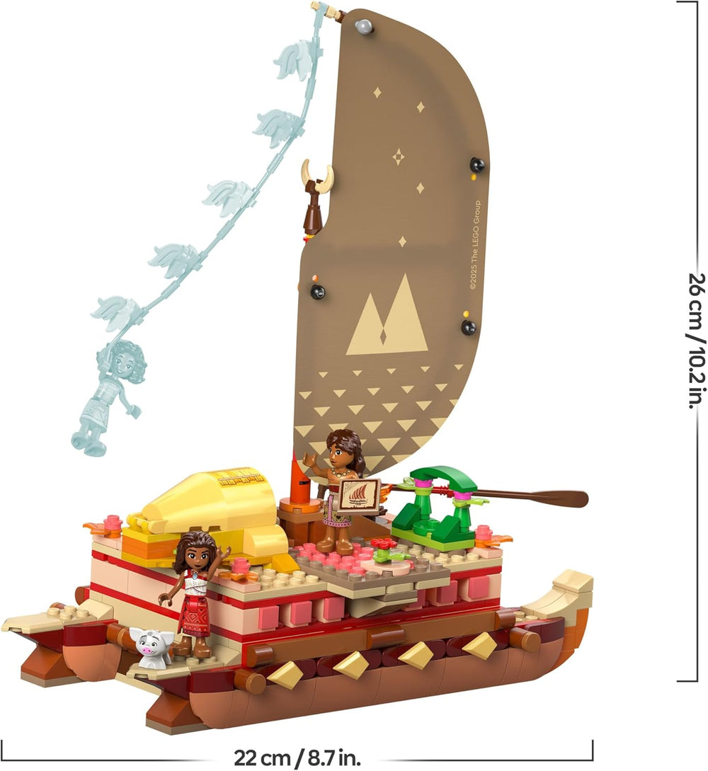 LEGO ǀ Disney Vaiana 2 : Vaianas Abenteuerfloß - Spielzeug Boot mit Textilsegel, abnehmbarem Deck, Lagerfeuer & 3 Minifiguren, inkl. Loto et Moni – Jeux pour filles à partir de 6 ans et fans – 43270