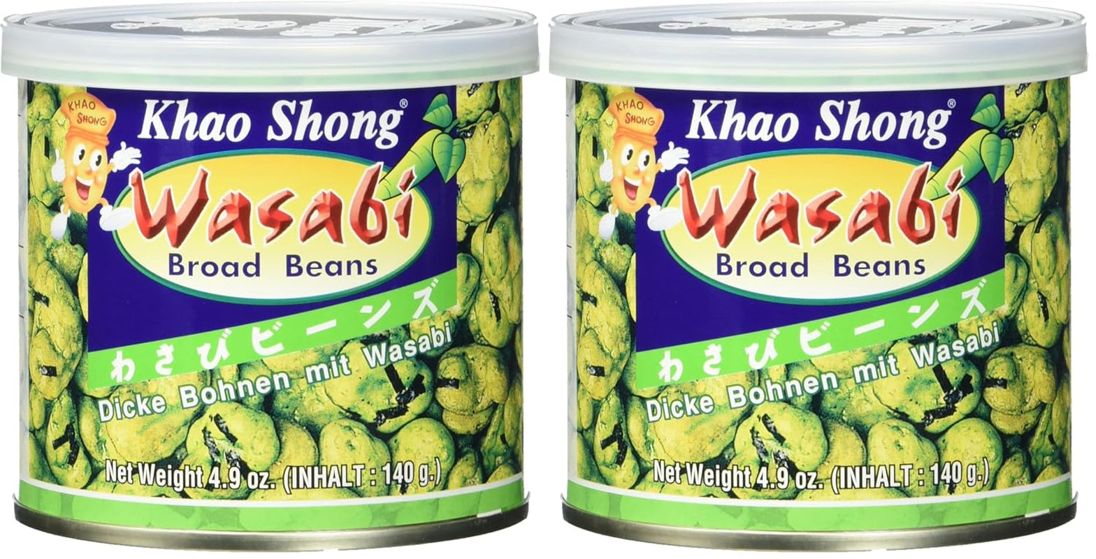 Khao Shong Pois verts frits au wasabi, pois croustillants dans une pâte épicée, une alternative faible en gras aux noix, moyennement épicé, 1 boîte de 140 g | 140 g (1 paquet)