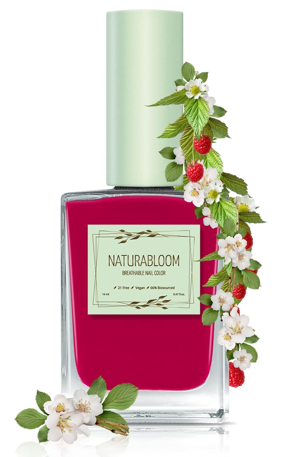 Oja coral cu uscare rapidă (Burnt Coral) - ojă naturală cu formulă vegană - respirabilă, sustenabilă și de lungă durată, 14 ml