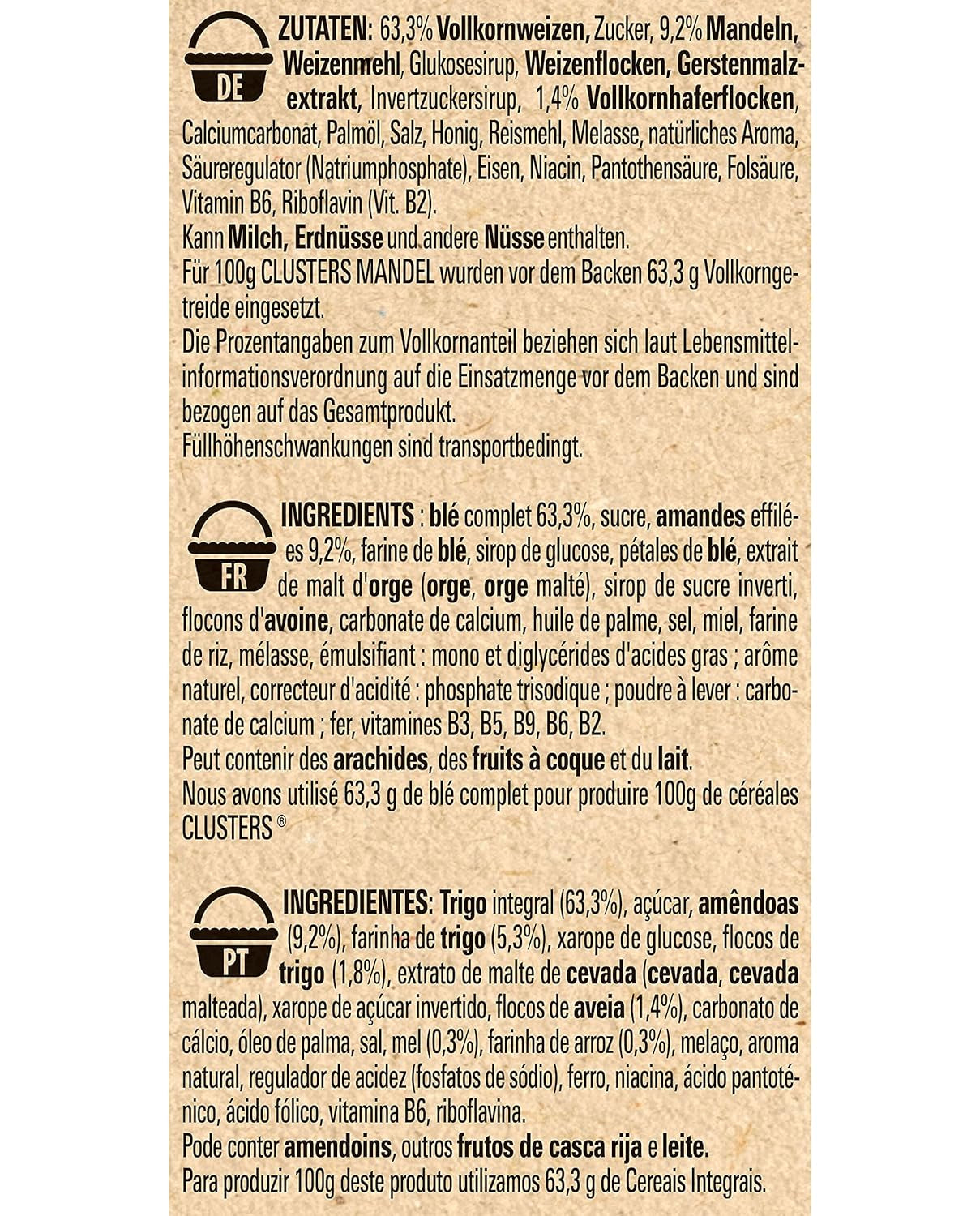 Nestlé Clusters Almond, une délicieuse céréale pour petit-déjeuner aux flocons d'amandes croquants, 1 paquet (1 x 325g)