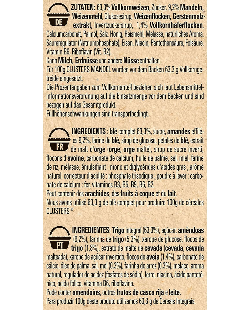 Nestlé Clusters Almond, une délicieuse céréale pour petit-déjeuner aux flocons d'amandes croquants, 1 paquet (1 x 325g)