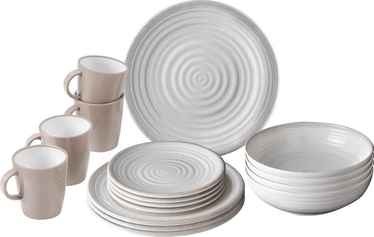 Ensemble de couverts en mélamine ESS, boîte à lunch 16 pièces, assiettes et tasses de voyage