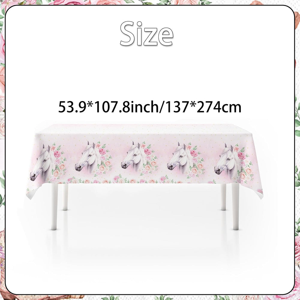 Ensemble de fête cheval rose, 51 pièces, assiettes, gobelets, serviettes, décoration de Table cheval d'anniversaire pour enfants filles et garçons