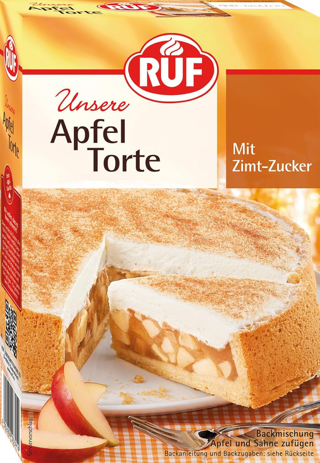 RUF Apfeltorte, Backmischung Für Eine Apfel-Torte Mit Sahne-Creme Und Zimt-Zucker, Apfel-Zimt-Torte, Vegan Naty Shop Apfeltorte 500 G