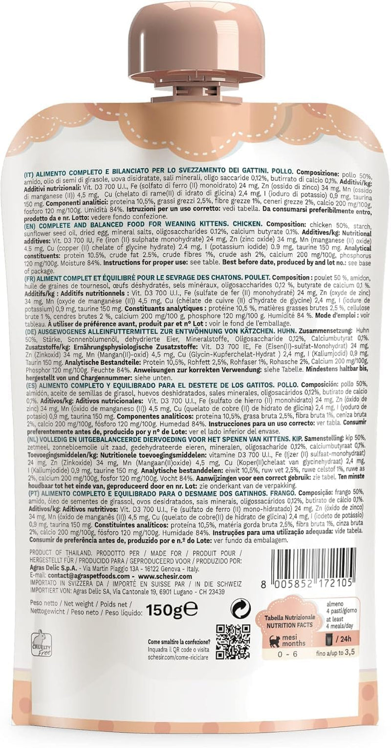 Nourriture humide pour petits chats à la crème de poulet et au poulet - Nourriture humide pour petits chats - Nourriture humide pour chats à la crème de poulet, sans céréales, riche en protéines, vitamines et minéraux (20 sachets x 150 g)