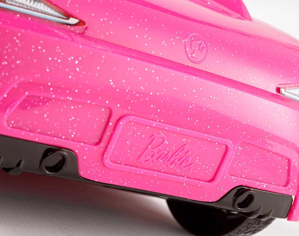 Poupée Barbie et cabriolet à paillettes roses, pneus réalistes, logo, jouet pour 3 ans et plus, DJR55