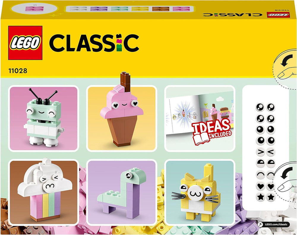 LEGO 11028 Ensemble de construction créatif pastel classique Boîte de briques, jouet de construction pour filles et garçons âgés de 5 ans et plus avec modèles ; glace, dinosaure, chat et plus encore Jeux de construction Besuche an LEGO-Store
