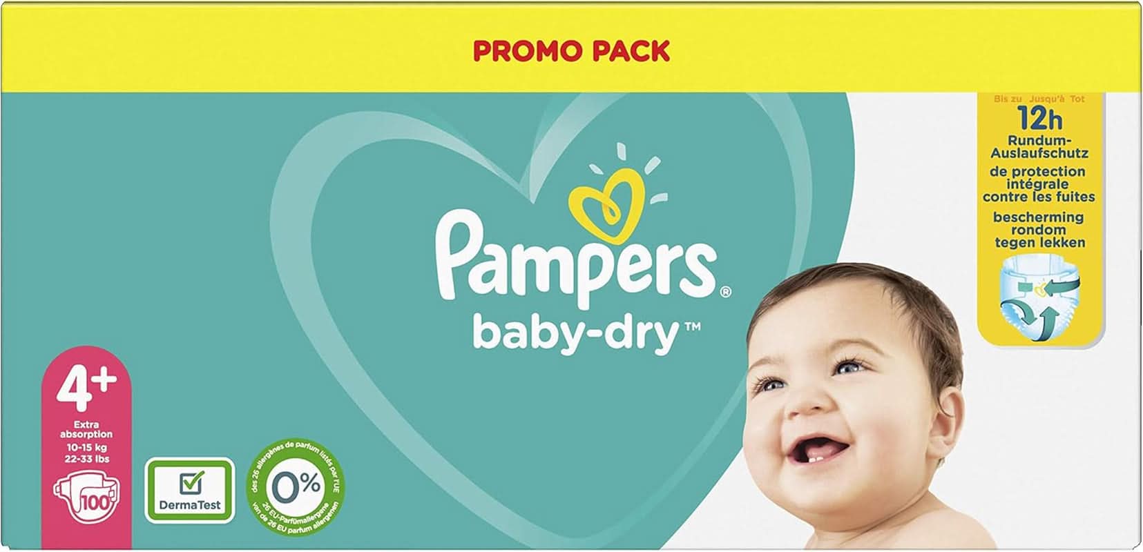 Pampers (version classique), couches pour bébés taille 4+ (10-15 kg), 100 pcs Mère et Enfant Naty Shop