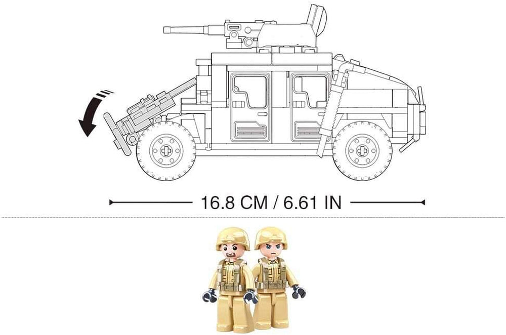 Gepanzertes Fahrzeug (265 Teile) [M38-B0837], Spielset , Klemmbausteine, Soldaten, mit Spielfigur, Army, Mehrfarbig, Sluban Klemmbausteine SL95707, Für Kinder ab 4 Jahren