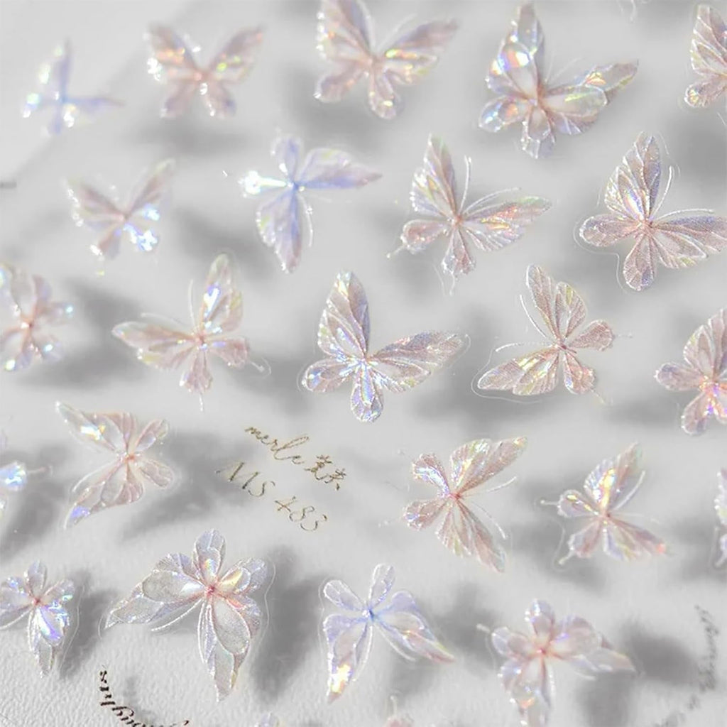 3 Stück Nagelsticker, Selbstklebend Glänzend Aurora Schmetterling Nagelsticker, Farbe Erleichterung Schmetterlinge Nagelsticker, Nail Art Dekoration Nagel Design Zubehör, Für Frauen Nagel DIY Art
