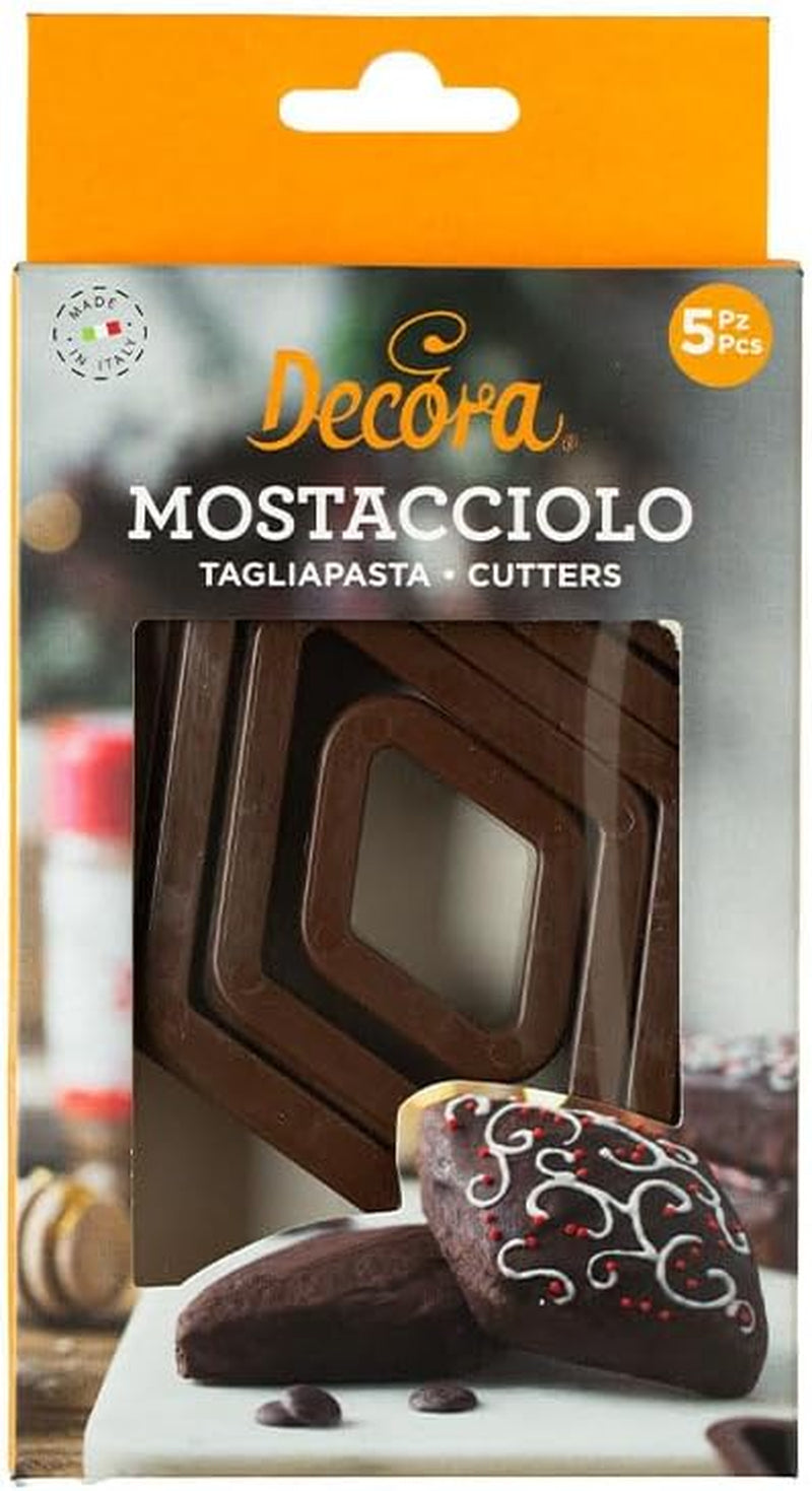 0255085 5 MOULES À FROMAGE MOSTACCIOLO EN PLASTIQUE, 15x9x4 cm, MARRON