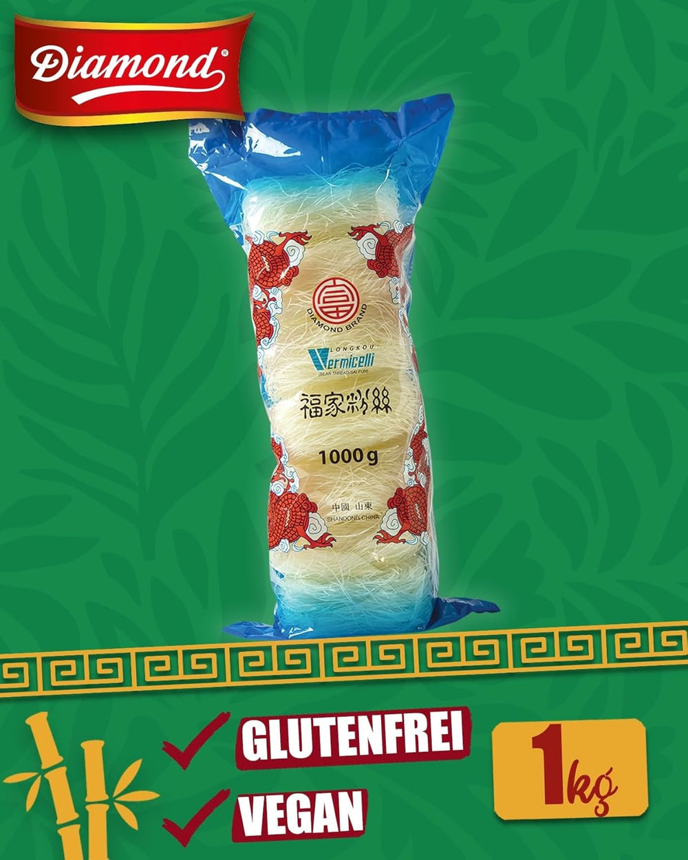 Nouilles en verre DIAMOND, nouilles en verre longues, naturellement végétaliennes et sans gluten - 1 x 1 kg