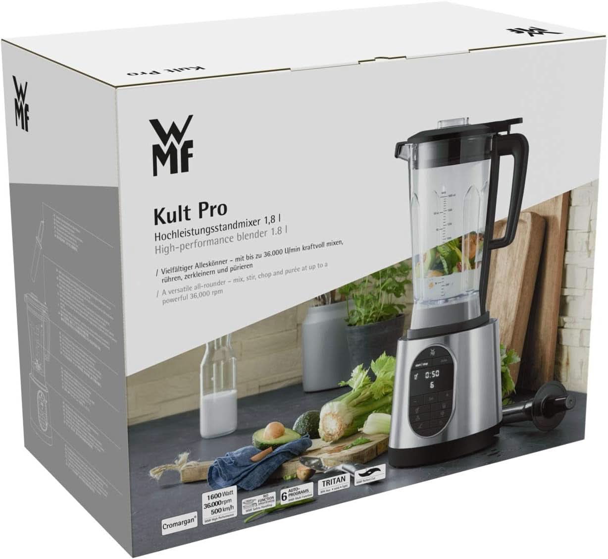 WMF Kult Pro Hochleistungs-Standmixer 1 600 Watt, 36 000 U/Min, Mixbehälter 1,8L, 6 programmes automatiques, Smoothie, Ice Crush et Interval-Funktion Mother and Child Naty Shop