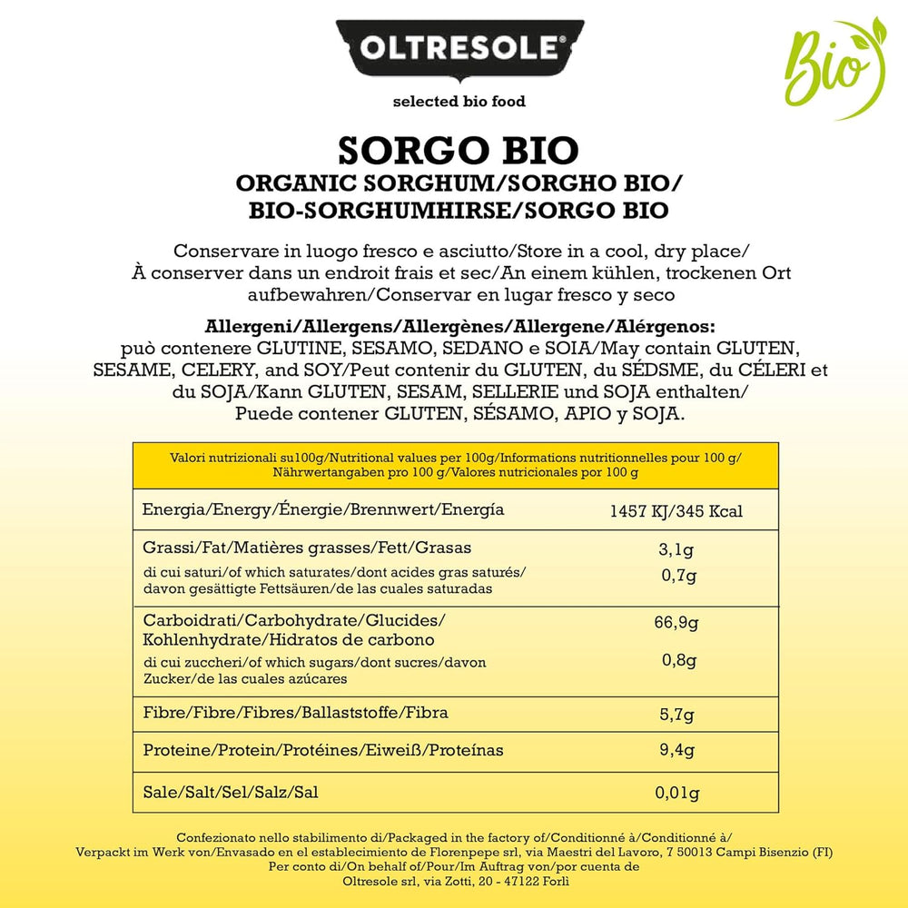 Sorgho blanc biologique, 1 kg, décortiqué, grain brut, cultivé biologiquement en Italie, emballage idéal pour la famille