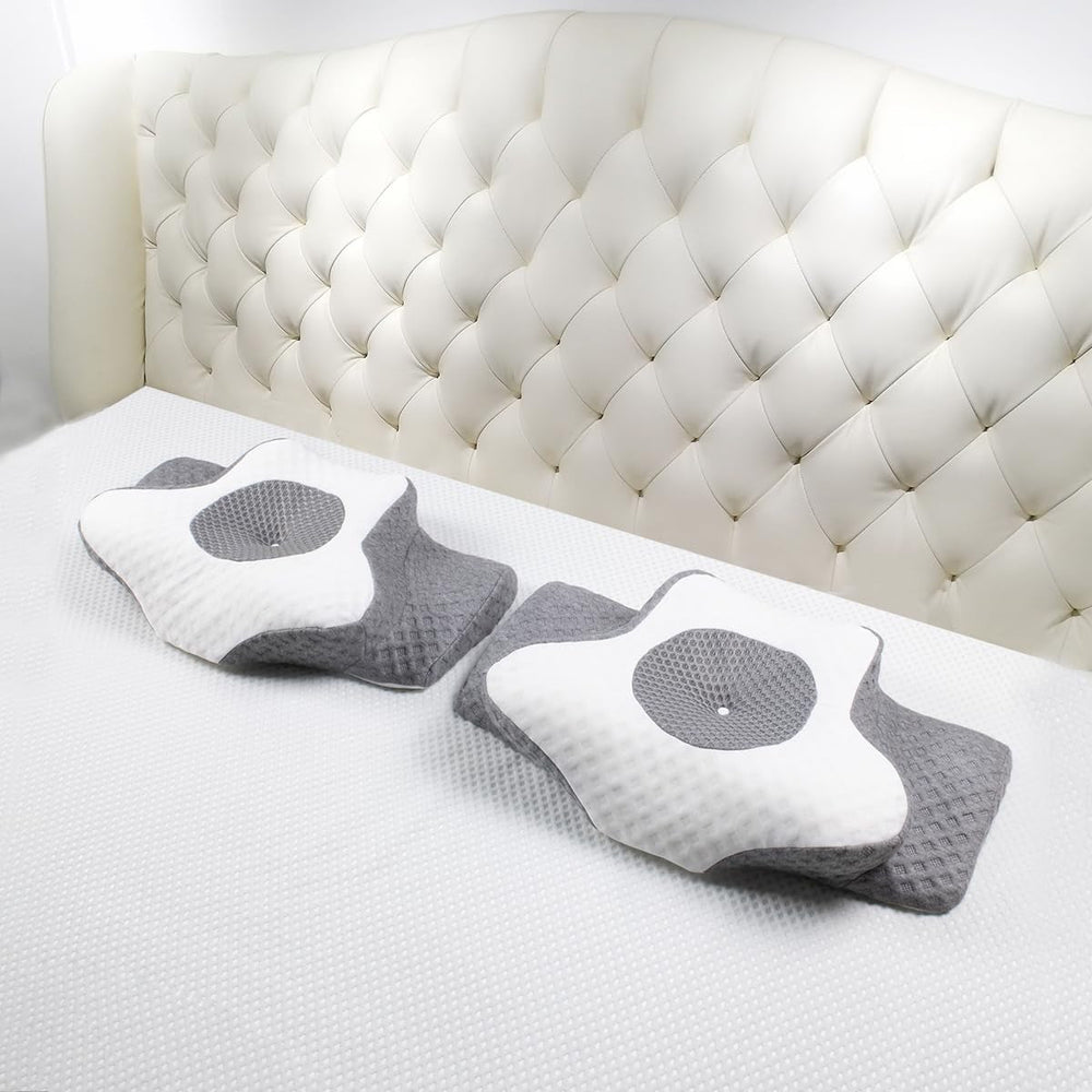 Topmener Oreiller orthopédique en mousse à mémoire de forme, oreiller cervical réglable, oreiller orthopédique ergonomique en forme de papillon pour le soutien du cou pendant le sommeil, oreiller de couchage pour dormeurs sur le dos et le ventre Oreillers orthopédiques cervicaux Naty Shop