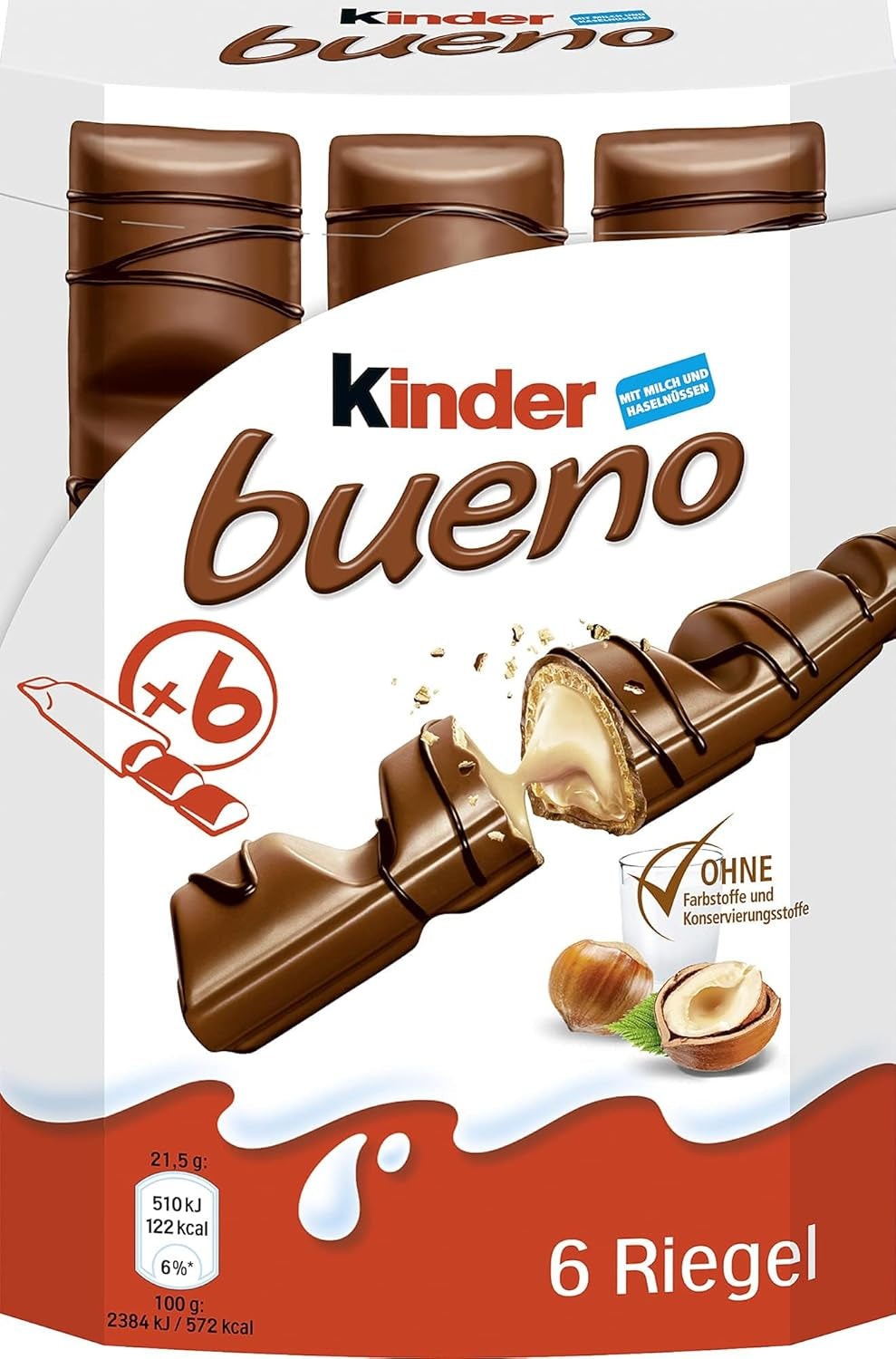 Kinder Bueno Mini - Gaufrettes croquantes au chocolat, crème de lait et noisettes et chocolat au lait fin - Friandises de carnaval - 1 sachet de mini barres emballées individuellement (1 x 108 g)