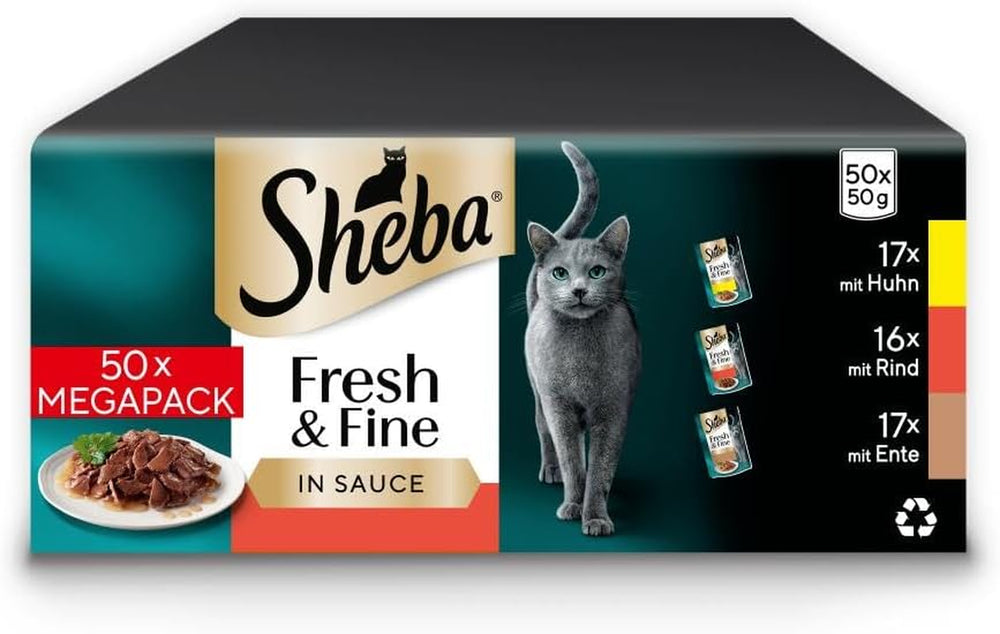 Sheba CATCARE Sachet Wet Fresh & FINE (Viande) Morceaux EN Sauce Adulte 50G Multipack Standard