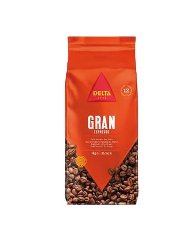 Café Delta Gran Expresso 80/20 – Grains entiers 1 kg – Mélange d'espresso intense de 80% naturel et 20% Torrefacto