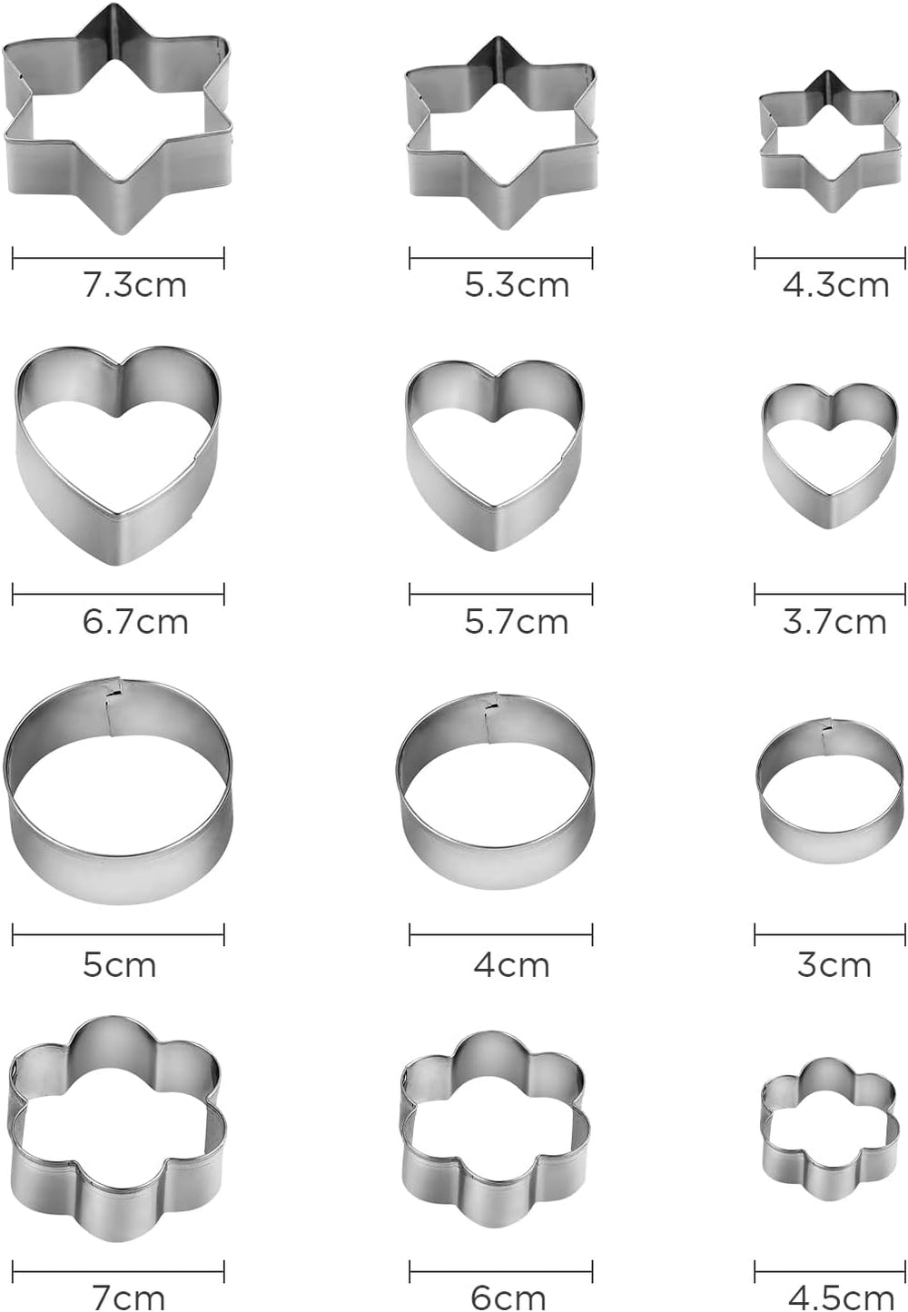 Lot de 12 emporte-pièces en inox pour décorer gâteaux, biscuits au sucre et biscuits