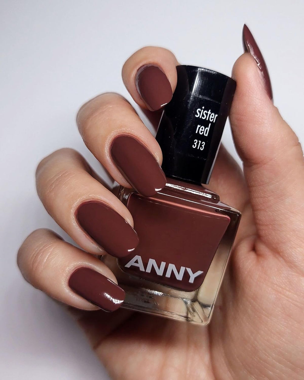 ANNY Vernis à ongles - Vernis à ongles coloré de haute qualité, longue durée, résistant aux éclats et à séchage rapide, couleur : rouge sœur - marron moka élégant - 15 ml