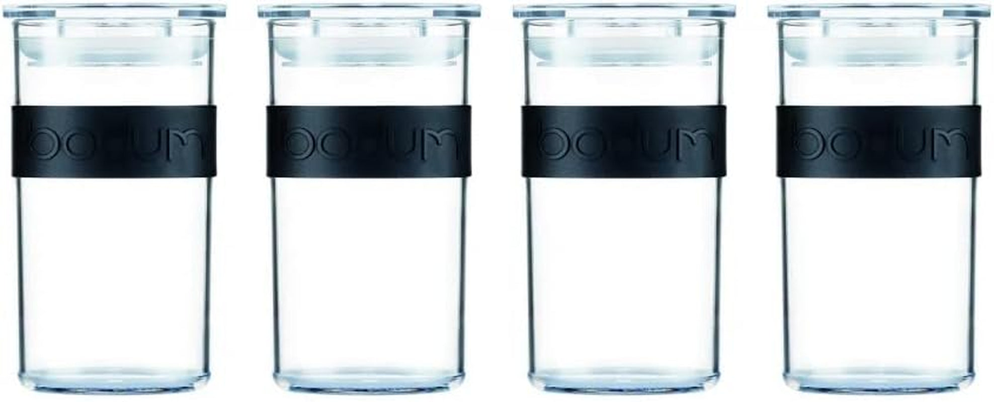 Borcane de depozitare BODUM PRESSO, plastic, negru, 4 x 0,25 l, 3 x 0,6 l, 3 x 1 l, 2 x 2 l Cutii depozitare alimente Naty Shop Negru 0.25 L